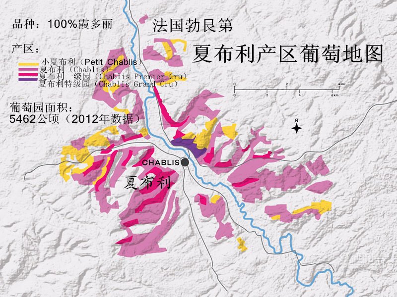 夏布利葡萄酒产区地图