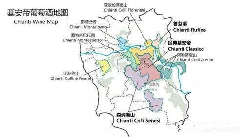 意大利基安帝葡萄酒产区地图